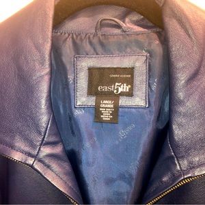 Fitted leather blue jacket